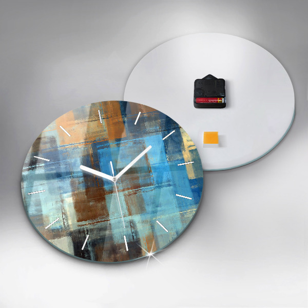 Round glass wall clock Colorful background - abstract