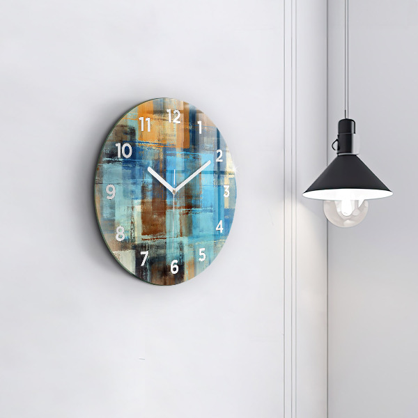 Round glass wall clock Colorful background - abstract