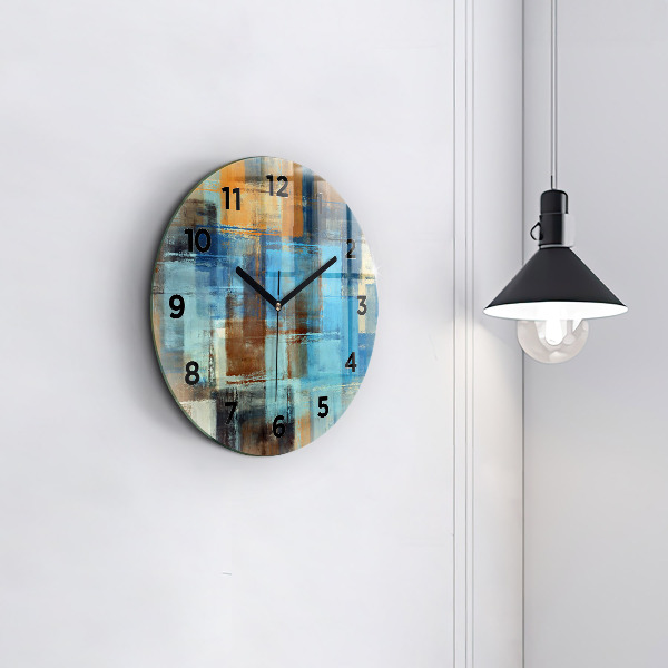 Round glass wall clock Colorful background - abstract