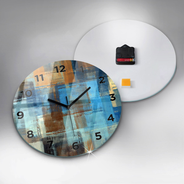 Round glass wall clock Colorful background - abstract