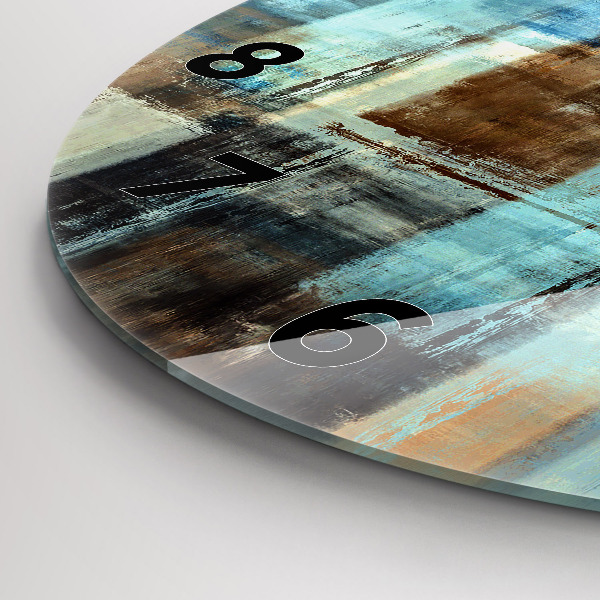 Round glass wall clock Colorful background - abstract