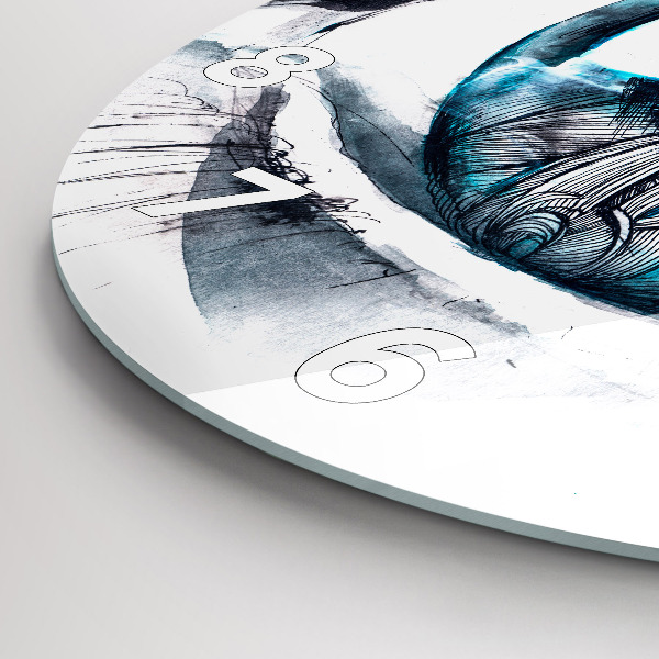 Round glass wall clock Wolf Eye Illustration