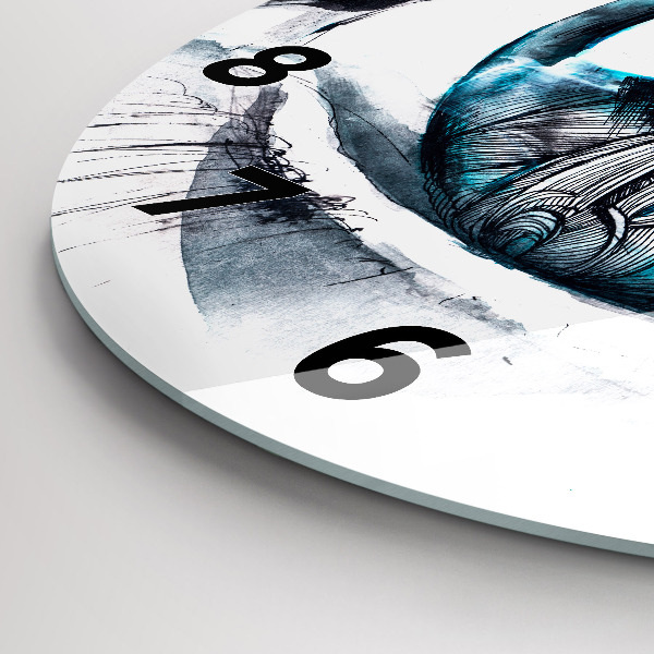 Round glass wall clock Wolf Eye Illustration