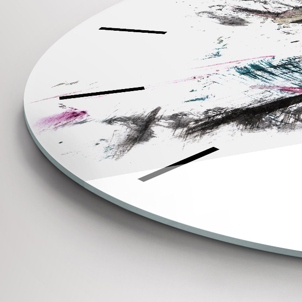 Round glass wall clock Painted Wolf Profile