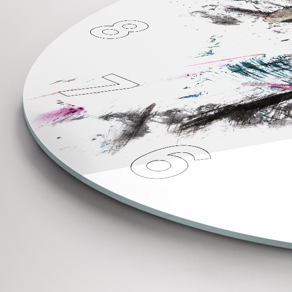 Round glass wall clock Painted Wolf Profile