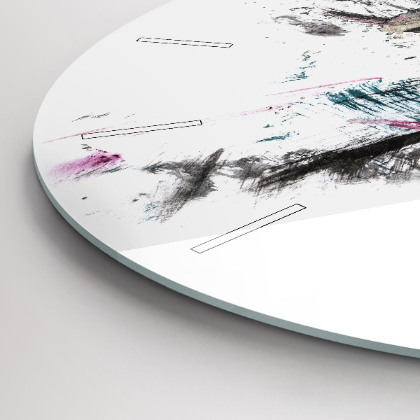 Round glass wall clock Painted Wolf Profile