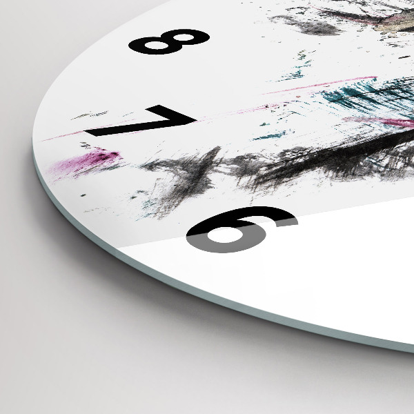 Round glass wall clock Painted Wolf Profile