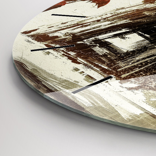 Round glass wall clock Woman on a rainy night