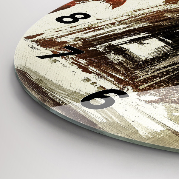 Round glass wall clock Woman on a rainy night