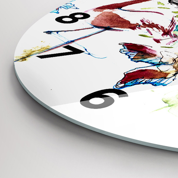 Round glass wall clock Zoologist