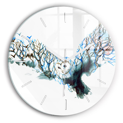 Round glass wall clock Freedom and nature of birds