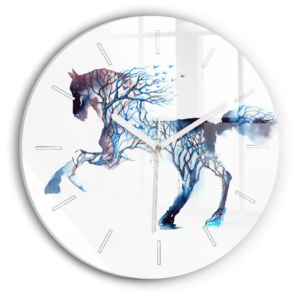 Round glass wall clock Nature of the animal