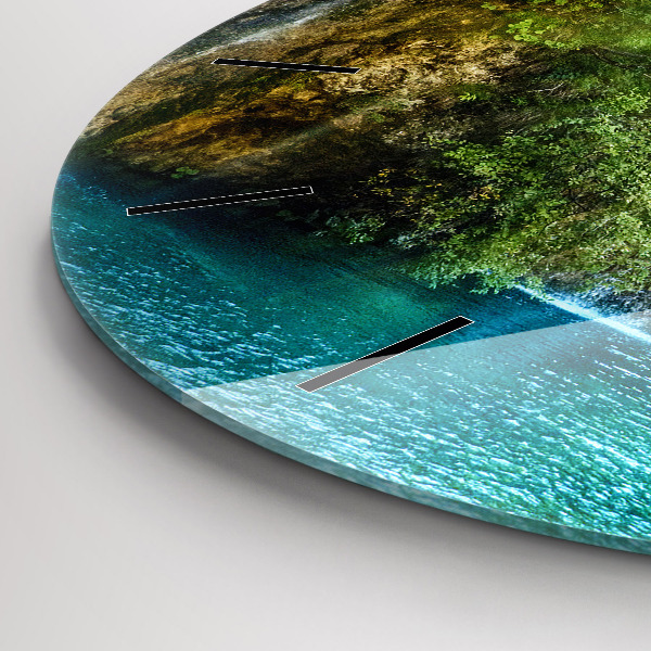Round glass wall clock Lagoon Landscape