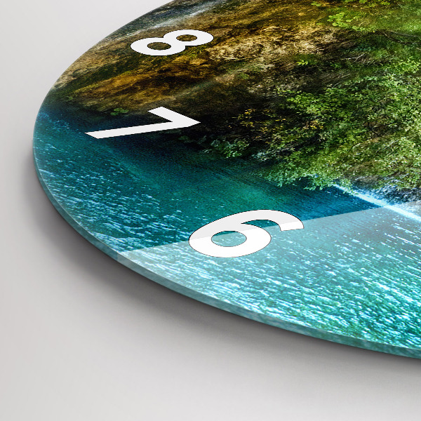 Round glass wall clock Lagoon Landscape