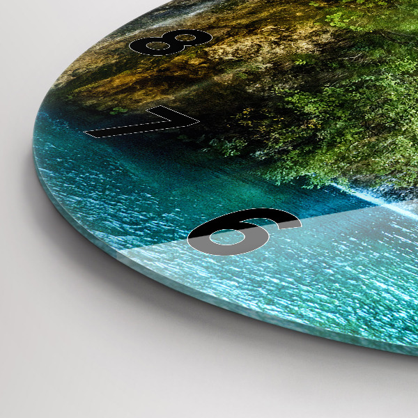 Round glass wall clock Lagoon Landscape