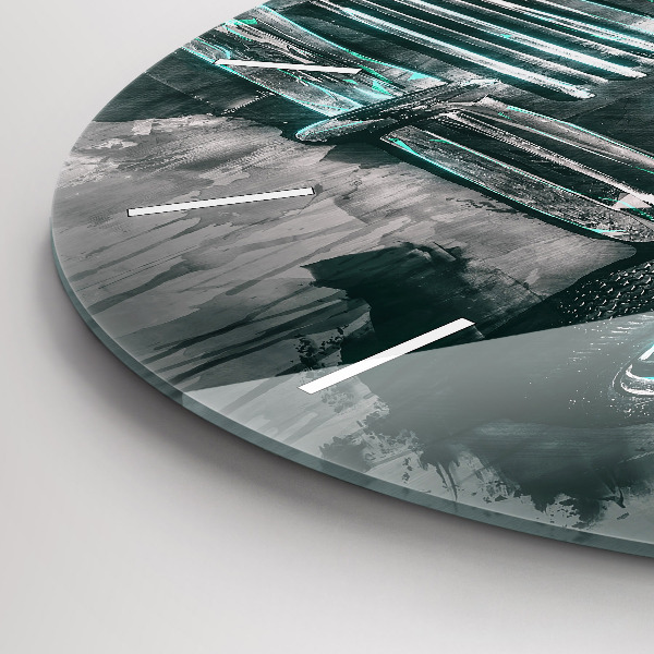 Round glass wall clock Old School Car