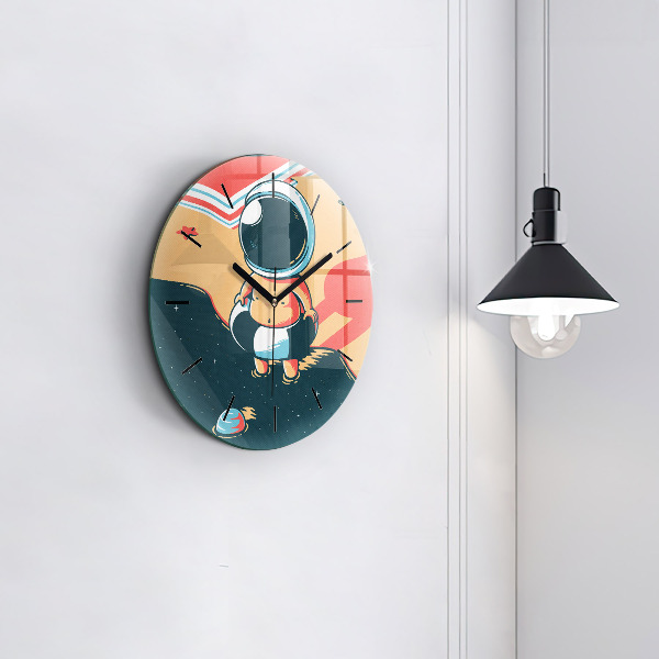 Round glass wall clock Baby astronaut