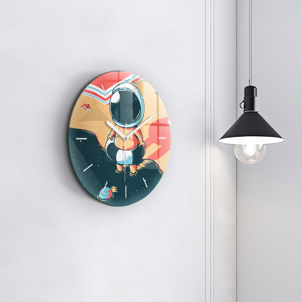 Round glass wall clock Baby astronaut