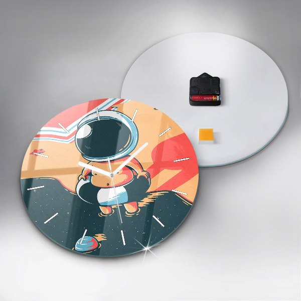 Round glass wall clock Baby astronaut