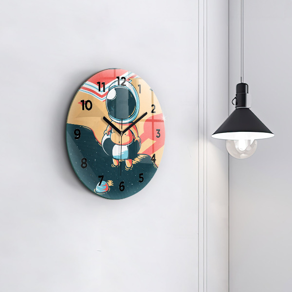 Round glass wall clock Baby astronaut