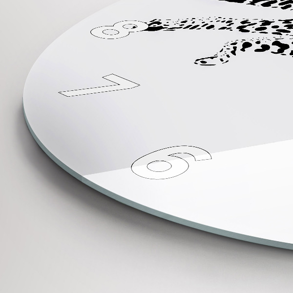 Round glass wall clock Silhouette of a panther