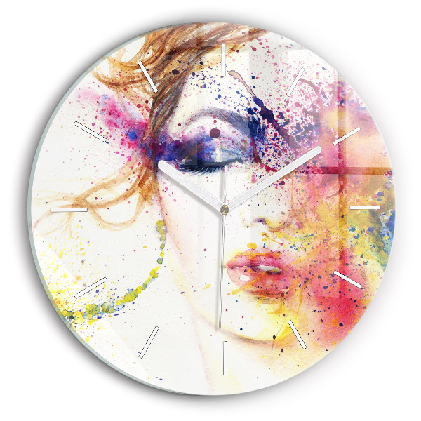 Round glass wall clock Portrait of a Mysterious Woman