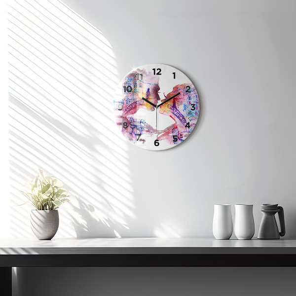 Round glass wall clock Two Bodies One Soul