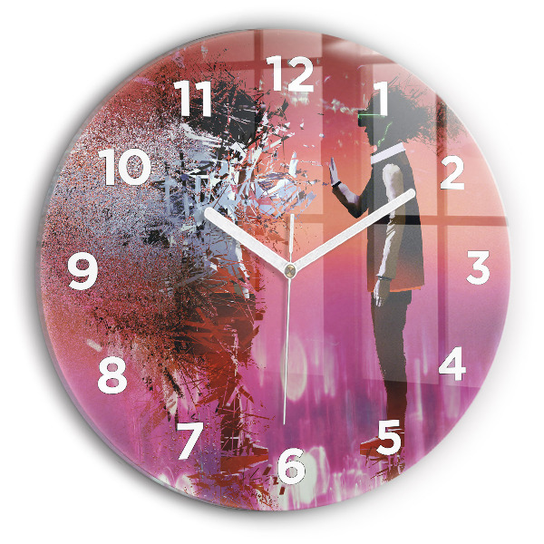 Round glass wall clock Cyberspace
