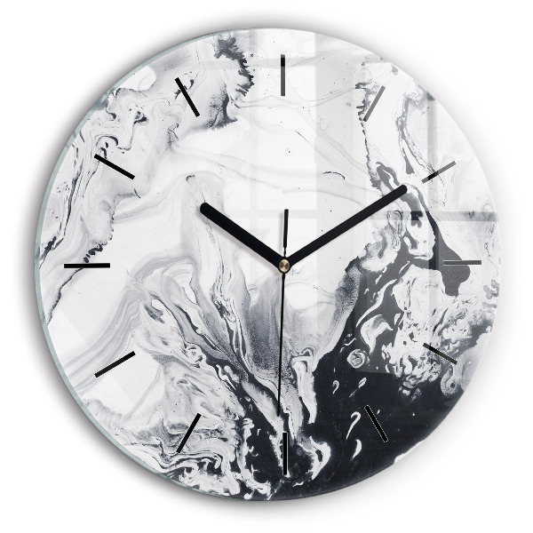 Round glass wall clock Abstract Ink Marble