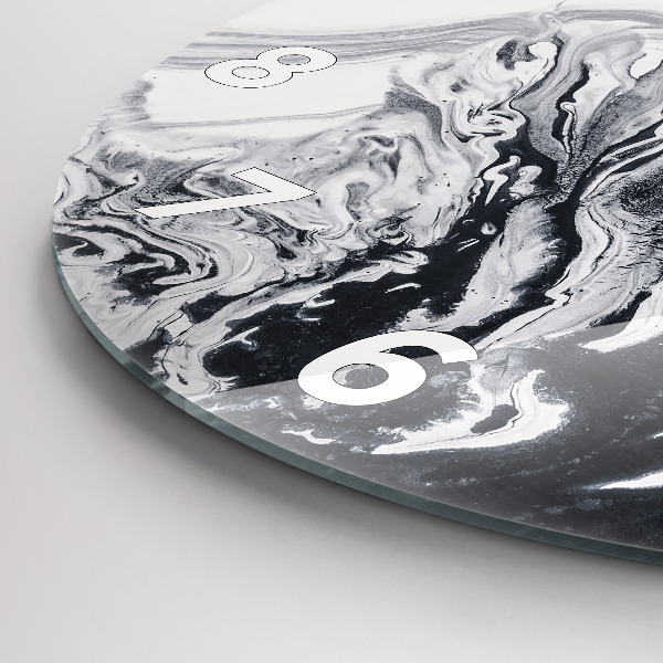 Round glass wall clock Abstract Ink Marble