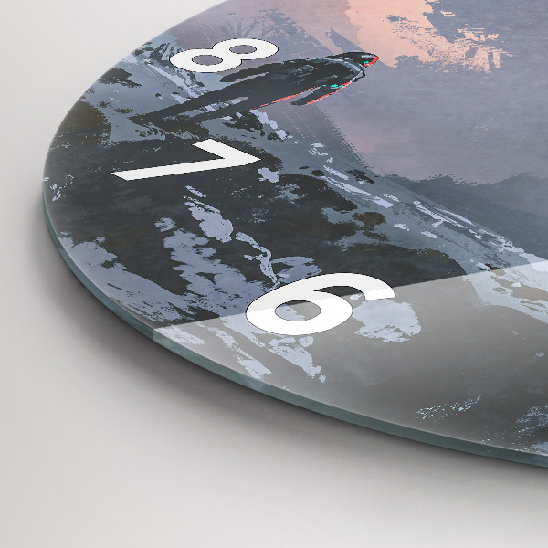 Round glass wall clock Astronauts abstract