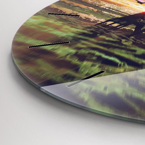 Round glass wall clock Concert on the beach