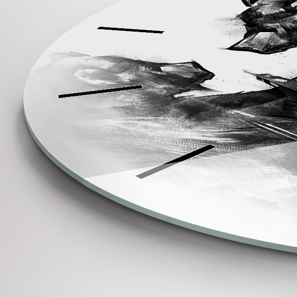 Round glass wall clock Cartoon bear