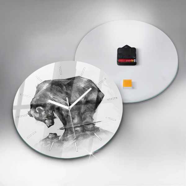 Round glass wall clock Cartoon bear