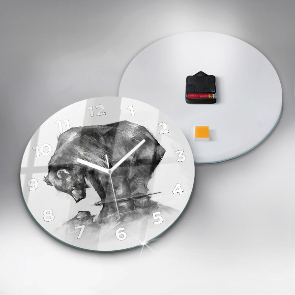 Round glass wall clock Cartoon bear