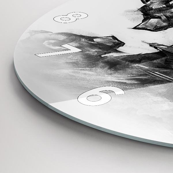 Round glass wall clock Cartoon bear