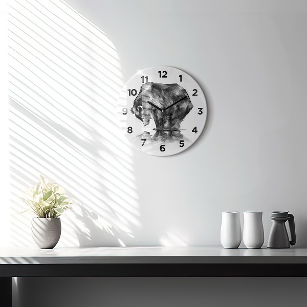 Round glass wall clock Cartoon bear