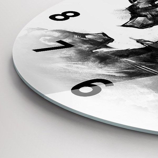 Round glass wall clock Cartoon bear