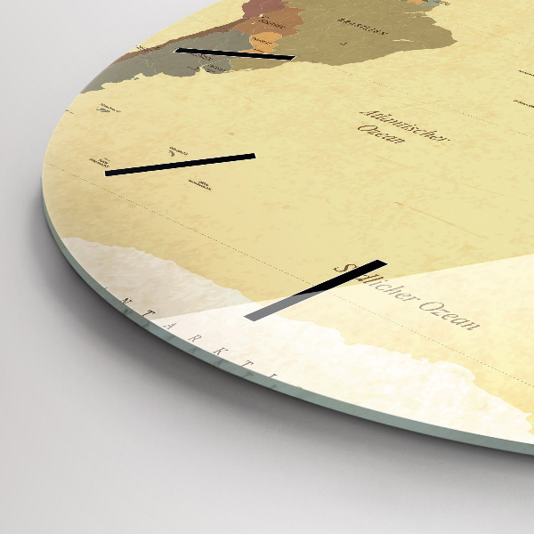 Round glass wall clock Vintage World Map