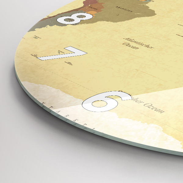Round glass wall clock Vintage World Map