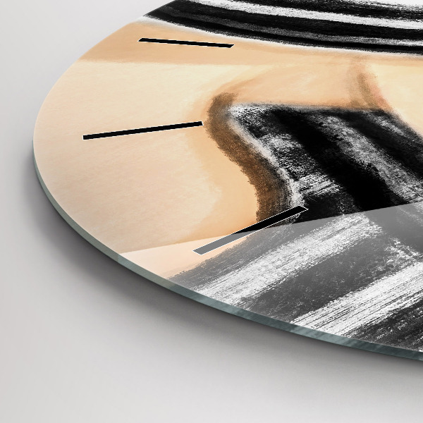 Round glass wall clock Woman in Black and White