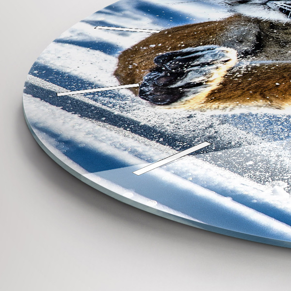 Round glass wall clock Leaping Tiger