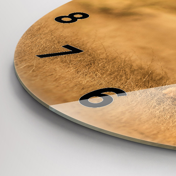 Round glass wall clock Hunting Tiger