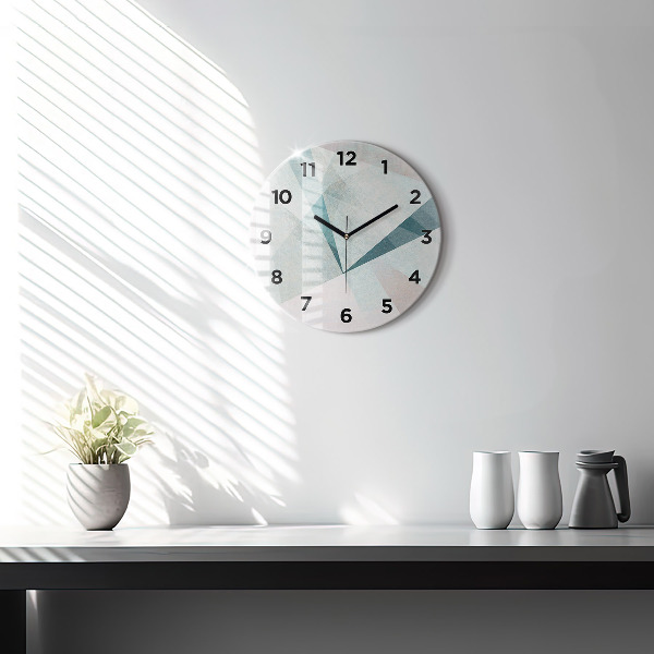 Round glass wall clock Triangles Abstract Texture