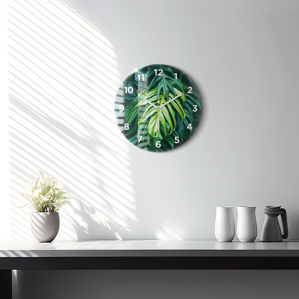Round glass wall clock The Tropical Side of Nature