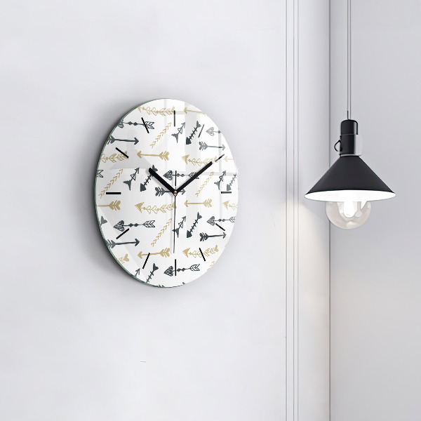 Round glass wall clock Geometric hipster pattern