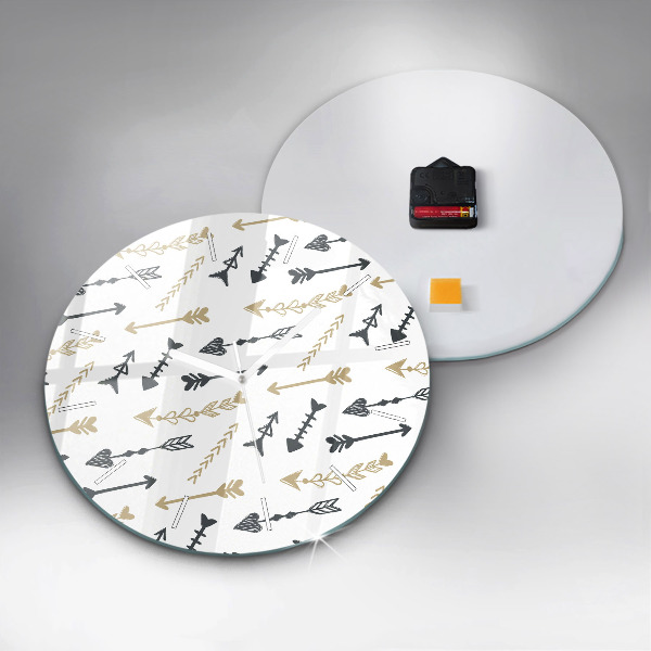 Round glass wall clock Geometric hipster pattern