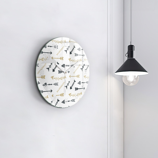 Round glass wall clock Geometric hipster pattern