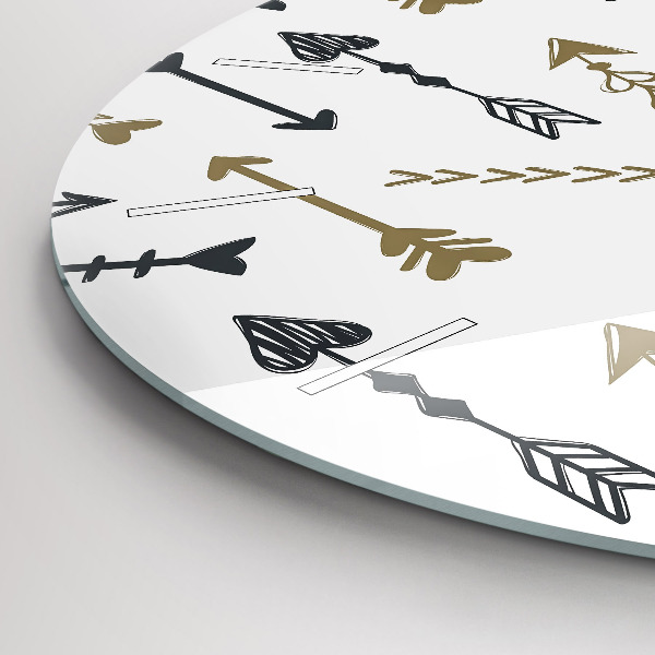 Round glass wall clock Geometric hipster pattern