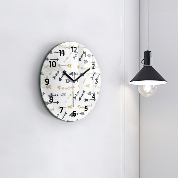 Round glass wall clock Geometric hipster pattern